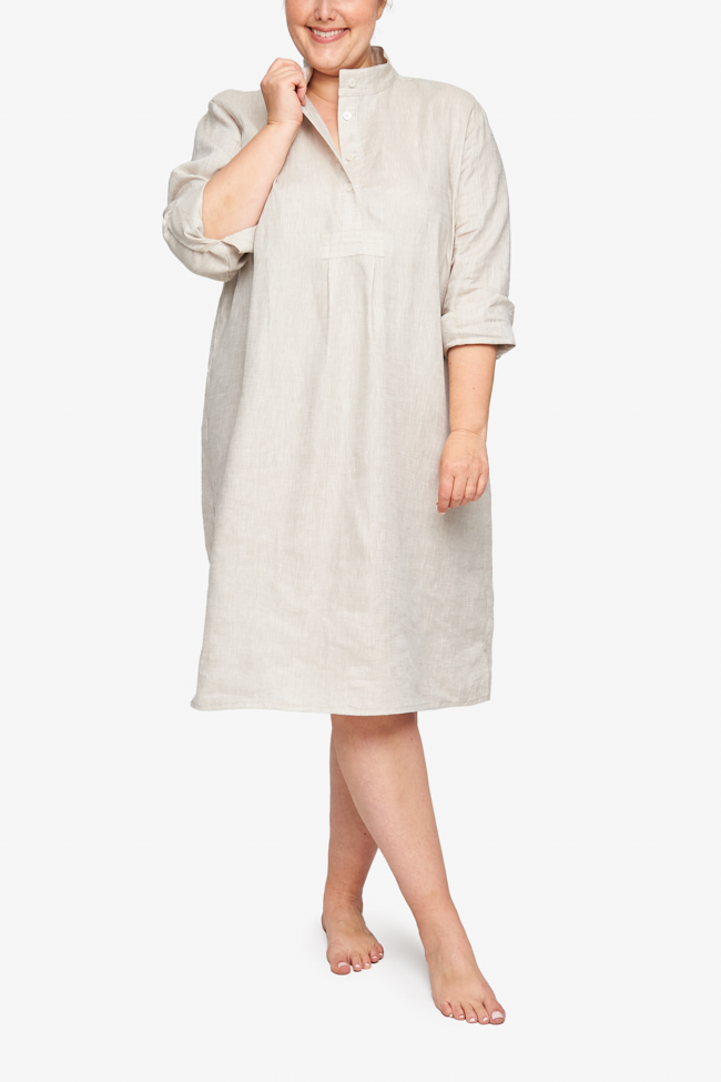 Long Sleep Shirt Sand Linen Plus Size