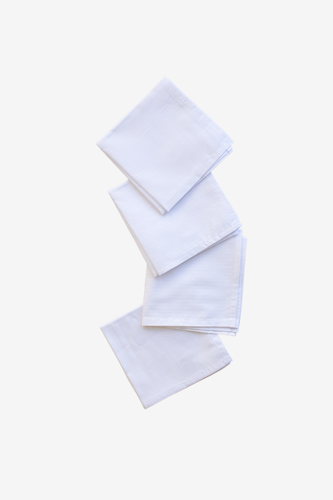 Small White Stripe Cotton Napkins - Set of 4