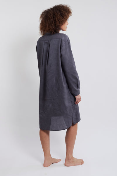 Long Sleep Shirt Charcoal Linen