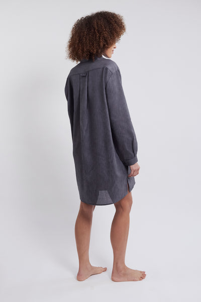 Short Sleep Shirt Charcoal Linen