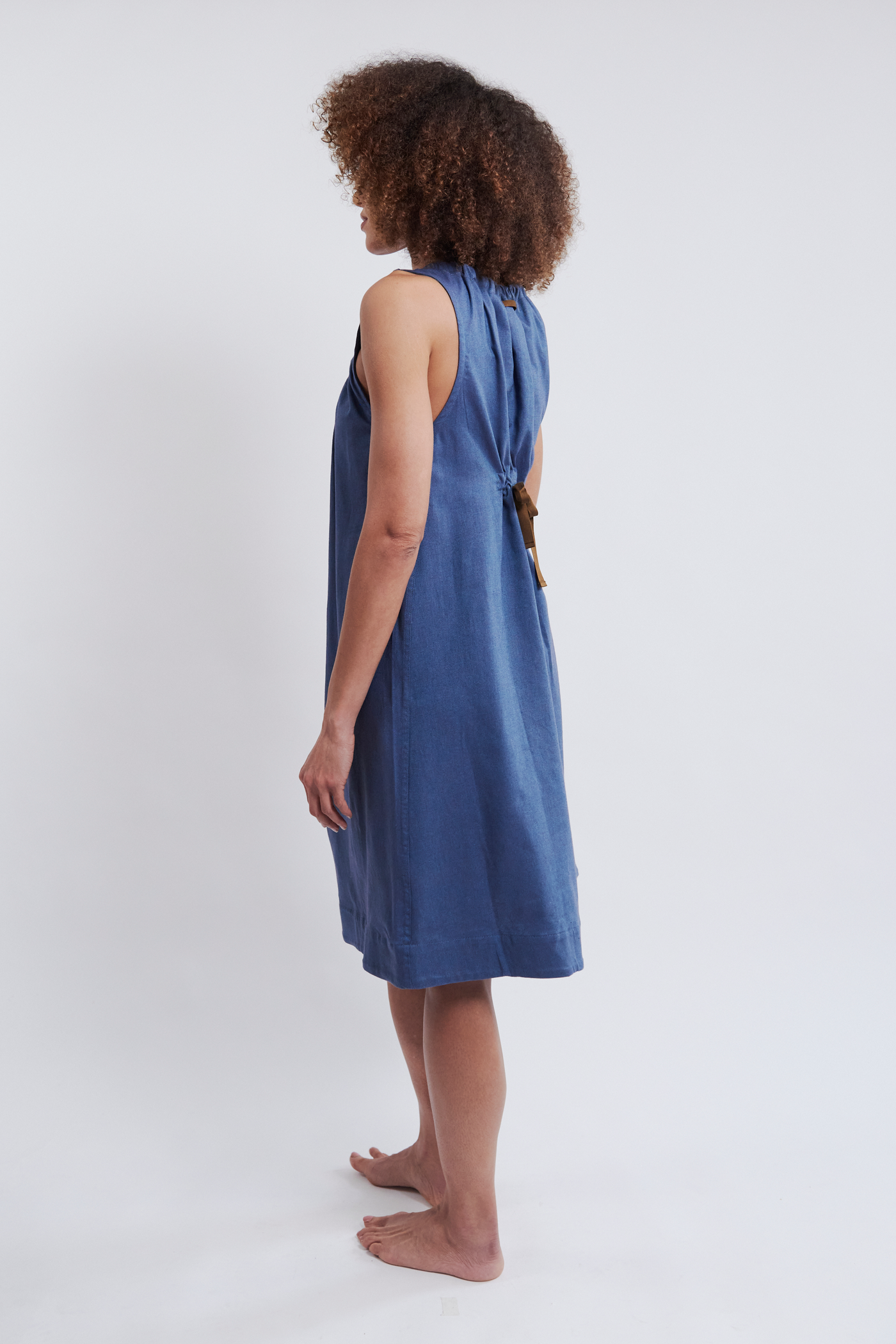 Sleeveless Nightie Blue Brushed Cotton Flannel