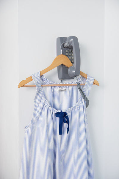 Sleeveless Nightie Blue Oxford Stripe