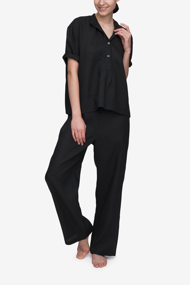 Black linen pajamas new arrivals